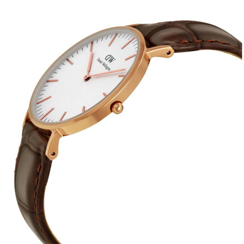 Daniel Wellington Classic York White Dial Brown Leather Strap Watch For Women - DW00100038 Buy Now By Daniel Wellington