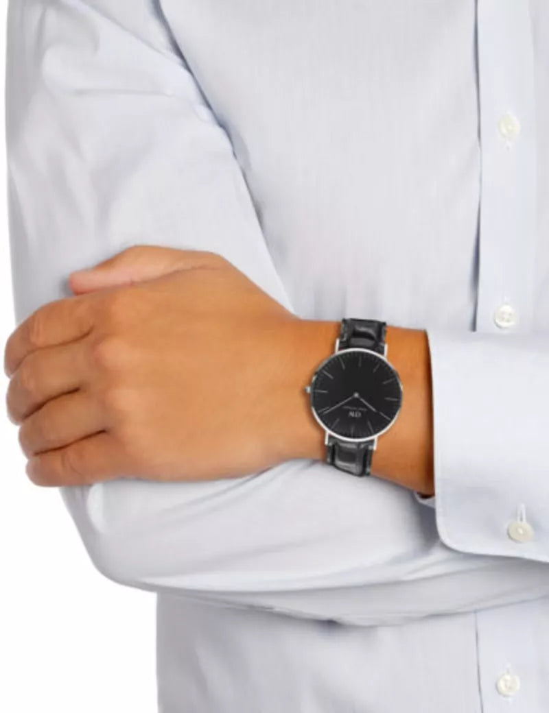 Daniel Wellington Classic Sheffield Black Dial Black Leather Strap Watch For Women - DW00100145 Buy Now By Daniel Wellington