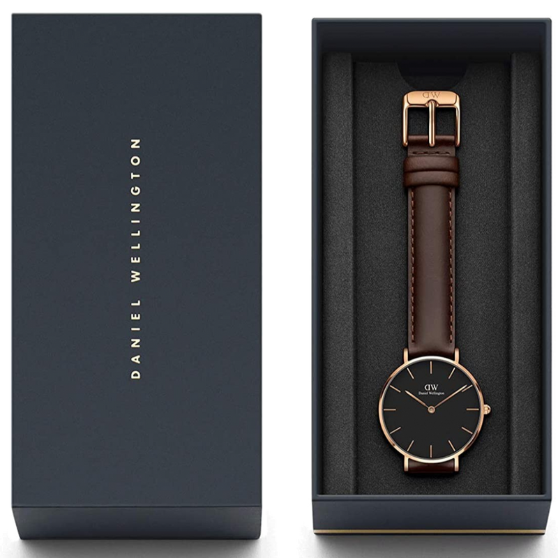 Daniel Wellington Classic York Black Dial Brown Leather Strap Watch For Women - DW00100140 Buy Now By Daniel Wellington