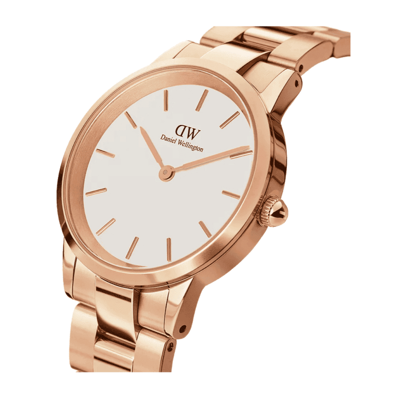 Daniel Wellington Iconic Link White Dial Rose Gold Steel Strap Watch For Women - DW00100209 Buy Now By Daniel Wellington