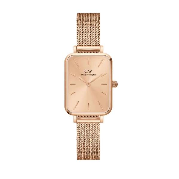 Daniel Wellington Quadro Unitone Rose Gold Dial Rose Gold Mesh Strap Watch For Women - DW00100484