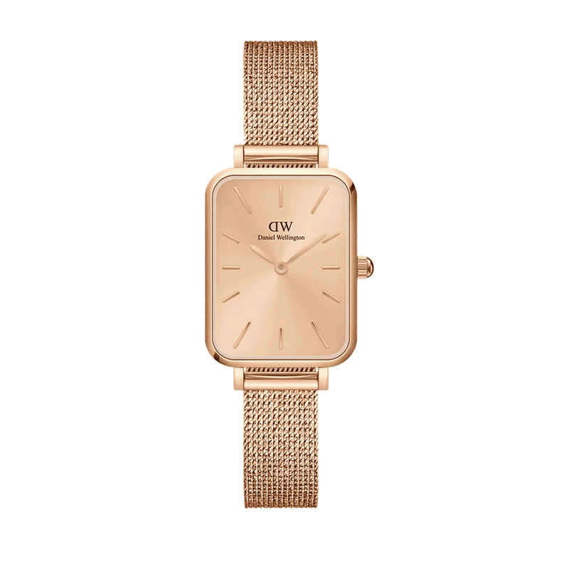 Daniel Wellington Quadro Unitone Rose Gold Dial Rose Gold Mesh Strap Watch For Women - DW00100484 Buy Now By Daniel Wellington