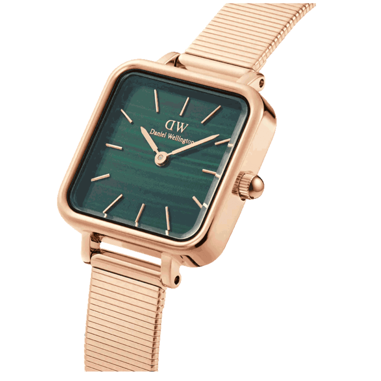 Daniel Wellington Quadro Studio Green Dial Rose Gold Mesh Strap Watch For Women - DW00100520 Buy Now By Daniel Wellington