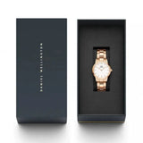Daniel Wellington Iconic Link White Dial Rose Gold Steel Strap Watch for Women - DW00100213