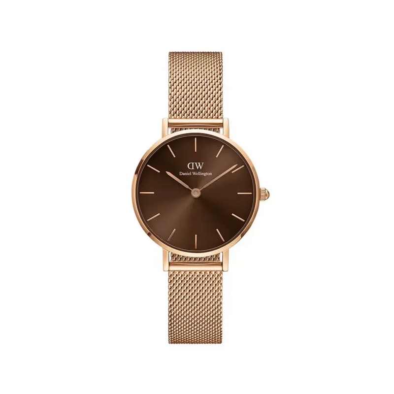 Daniel Wellington Petite Amber Brown Dial Gold Mesh Strap Watch For Women - DW00100476 Buy Now By Daniel Wellington