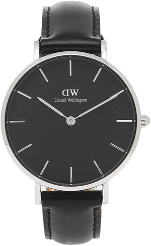 Daniel Wellington Petite Sheffield Black Dial Black Leather Strap Watch For Women - DW00100180