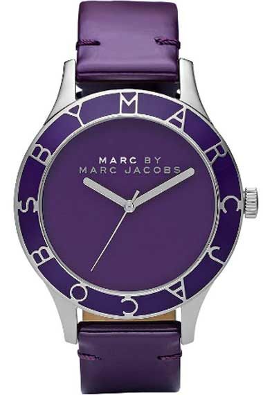 Shop Marc Jacobs Blade Purple Dial Purple Leather Strap Watch for Women - MBM1158 in USA