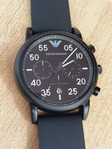 Emporio Armani Luigi Chronograph Black Dial Black Leather Strap Watch For Men - AR11133 Buy Now By Emporio Armani