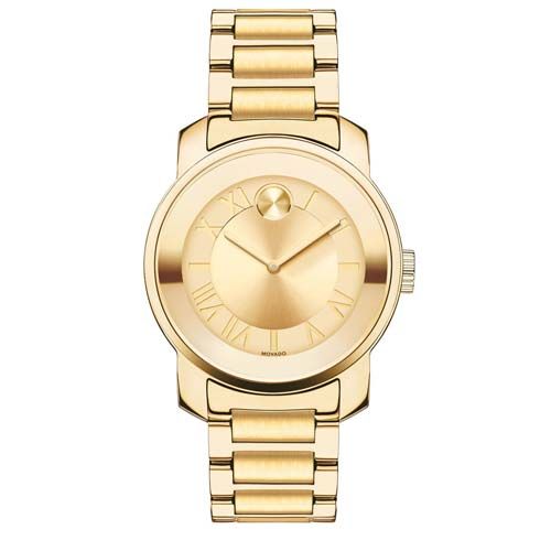 Shop Movado Bold Gold Dial Gold Steel Strap Watch for Women - 3600323 in USA