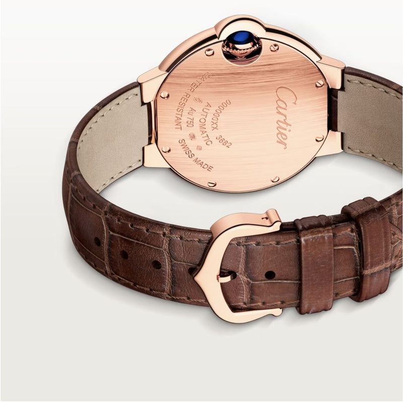 Shop Cartier Ballon Bleu De Cartier Silver Dial Brown Leather Strap Watch for Women - W6920097 in USA