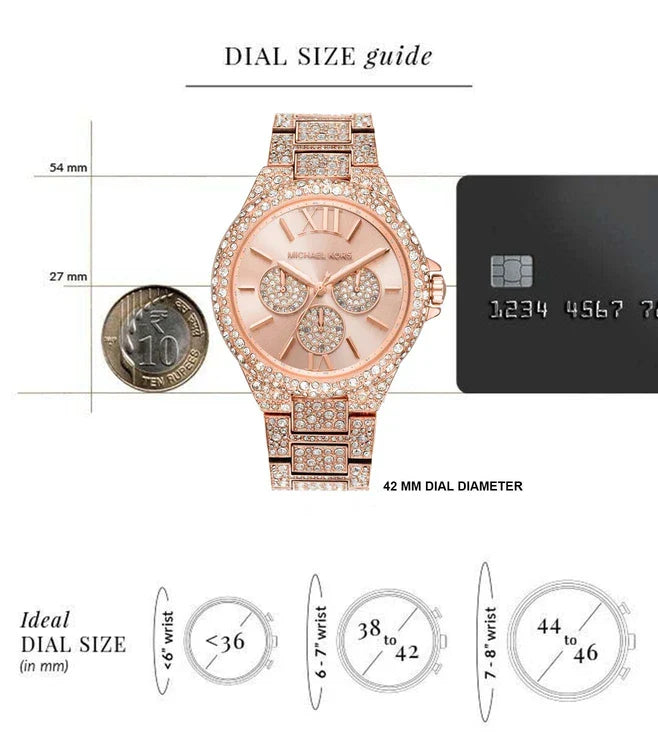 Michael Kors Camille Multifunctional Crystals Rose Gold Dial Rose Gold Steel Strap Watch for Women - MK6961 Buy Now By Michael Kors