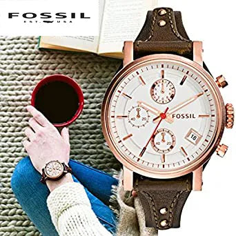 Fossil Boyfriend White Dial Brown Leather Strap Watch for Women - ES3616 Buy Now By Fossil