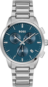 Hugo Boss Dapper Chronograph Blue Dial Silver Steel Strap Watch For Men - 1513927 Buy Now By Hugo Boss