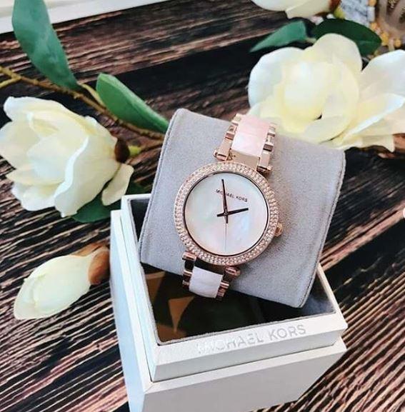Michael Kors Parker Mother of Pearl Pink Dial Two Tone Steel Strap Watch for Women - MK6402 Buy Now By Michael Kors