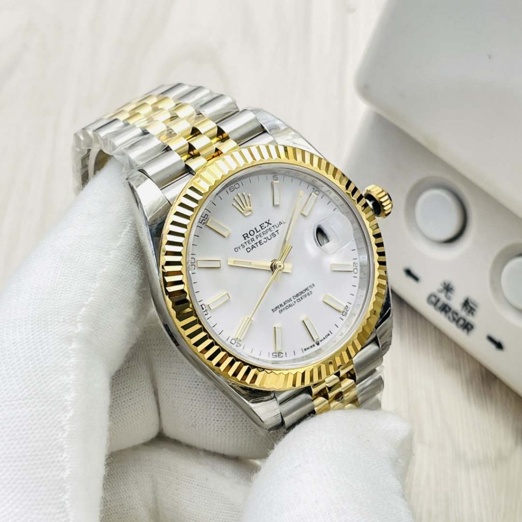 Rolex Datejust 41 Oyster White Dial Two Tone Oystersteel & Yellow Gold Jubilee Bracelet White Dial Watch for Men - M126333-0016