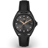 Shop Tag Heuer Formula 1 Diamonds Black Dial Black Leather Strap Watch for Women - WBJ1417.FC8234 in USA