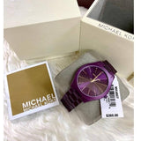 Shop Michael Kors Slim Runway Quartz Purple Dial Purple Steel Strap Watch For Women - MK4507 in USA