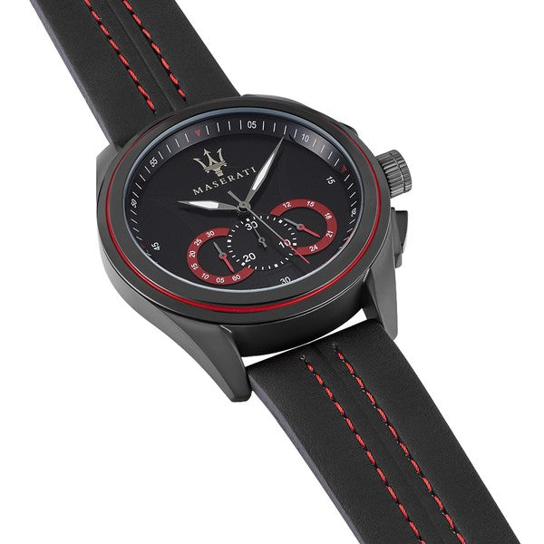 Maserati Traguardo Chronograph Black Dial Black Leather Strap Watch for Men - R8871612023 Buy Now By Maserati