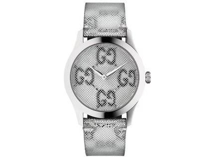 Shop Gucci G Timeless Quartz Grey Dial Grey Leather Strap Watch For Men - YA1264058 in USA