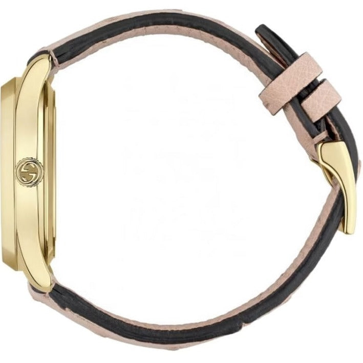 Shop Gucci G Timeless Skeleton 16K Gold Mother of Pearl Dial Pink Leather Strap Watch For Women - YA1264110 in USA