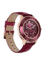 Shop Swarovski Octea Lux Chrono Red Dial Red Leather Strap Watch for Women - 5547642 in USA