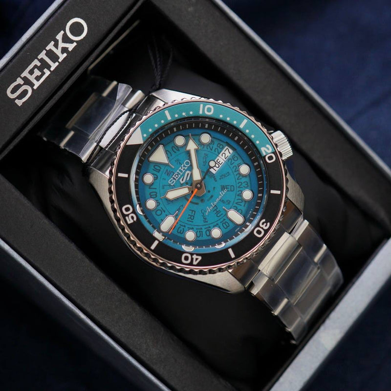 Seiko 5 Sports SKX Skeleton Green Dial Silver Steel Strap Watch For Men - SRPJ45K1 Buy Now By Seiko