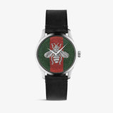 Shop Gucci G Timeless Quartz Green & Red Dial Black Leather Strap Watch For Men - YA1264149 in USA