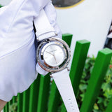 Michael Kors Averi Silver Dial White Leather Strap Watch for Women - MK2524 Buy Now By Michael Kors