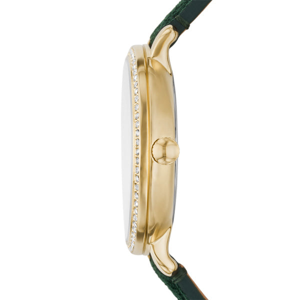 Fossil Jacqueline Multifunction Moonphase Mother of Pearl White Dial Green Leather Strap Watch for Women - ES5244 Buy Now By Fossil