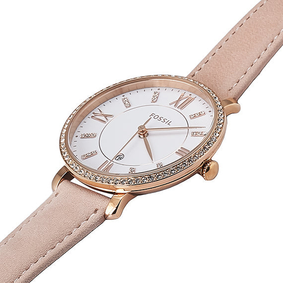 Shop Fossil Jacqueline White Dial Pink Leather Strap Watch for Women - ES4303 in USA