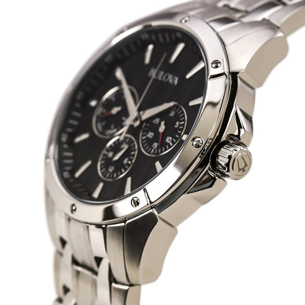 Bulova Classic Collection Black Dial Silver Steel Strap Watch for Men - 96K107 Buy Now By Bulova