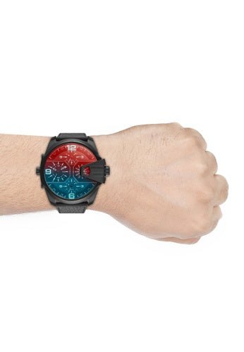 Diesel Uber Chief Chronograph Red Dial Black Steel Strap Watch For Men - DZ7373 Buy Now By Diesel