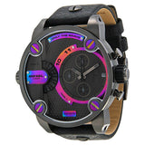 Diesel Badass Chronograph Anthracite Dial Black Leather Strap Watch For Men - DZ7270 Buy Now By Diesel