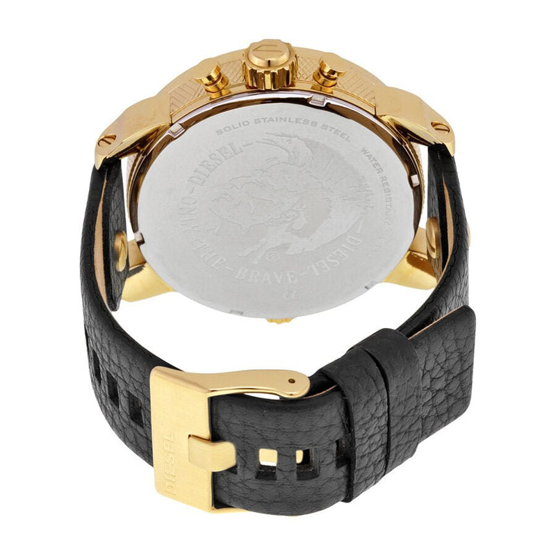 Diesel Mr Daddy Gold Dial Black Leather Strap Watch For Men - DZ7363 Buy Now By Diesel