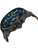 Diesel Little Daddy Blue Dial Black Leather Strap Watch For Men - DZ7257 Buy Now By Diesel