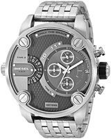 Diesel Little Daddy Chronograph Black Dial Silver Steel Strap Watch For Men - DZ7259 Buy Now By Diesel