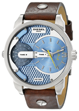 Diesel Mini Daddy LIght Blue Dial Brown Leather Strap Watch For Men - DZ7321 Buy Now By Diesel