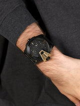 Diesel Uber Chief Two Hand Black Dial Black Leather Strap Watch For Men - DZ7377 Buy Now By Diesel