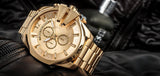 Diesel Mega Chief Chronograph Gold Dial Gold Steel Strap Watch For Men - DZ4360 Buy Now By Diesel