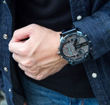 Shop Diesel Daddy 2.0 Chronograph Quartz Grey Dial Blue Steel Strap Watch For Men - DZ7414 in USA