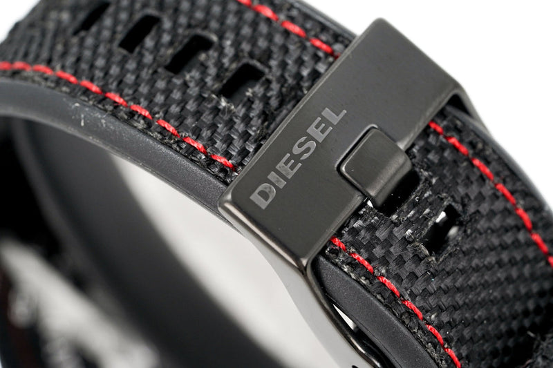Diesel Mega Chief Chronograph Silver Dial Black Leather Strap Watch For Men - DZ4512 Buy Now By Diesel