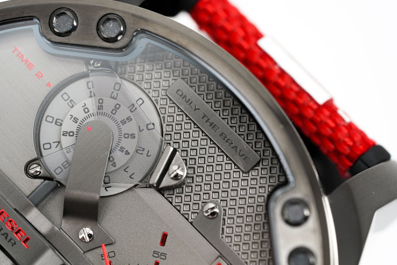 Diesel Mr Daddy 2.0 Chronograph Grey Dial Red Rubber Strap Watch For Men - DZ7423 Buy Now By Diesel