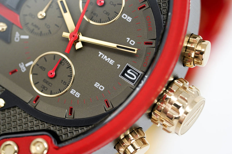 Diesel Mr Daddy 2.0 Chronograph Grey Dial Red Rubber Strap Watch For Men - DZ7430 Buy Now By Diesel