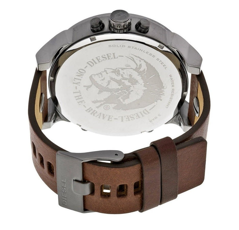 Shop Diesel Mr Daddy Blue Dial Brown Leather Strap Watch For Men - DZ7314 in USA