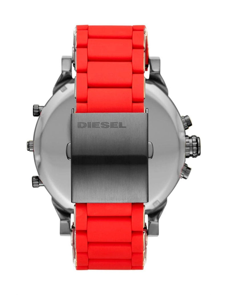 Diesel Mr Daddy 2.0 Chronograph Black Dial Red Silicone Strap Watch For Men - DZ7370 Buy Now By Diesel
