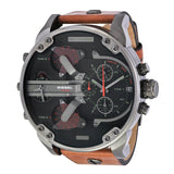 Shop Diesel Mr Daddy 2.0 Black Dial Brown Leather Strap Watch For Men - DZ7332 in USA