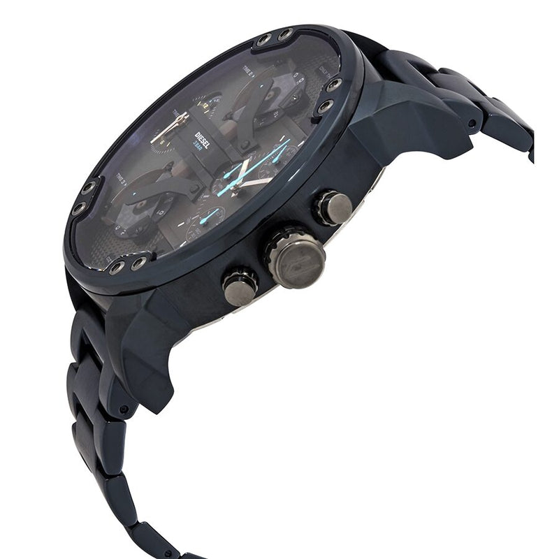 Shop Diesel Daddy 2.0 Chronograph Quartz Grey Dial Blue Steel Strap Watch For Men - DZ7414 in USA