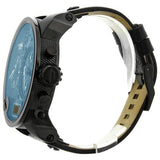 Diesel Big Daddy Blue Dial Black Leather Strap Watch For Men - DZ7127 Buy Now By Diesel