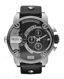 Diesel Little Daddy Black Dial Black Leather Strap Watch For Men - DZ7256