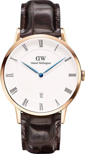 Daniel Wellington Dapper York White Dial Brown Leather Strap Watch For Men - DW00100085